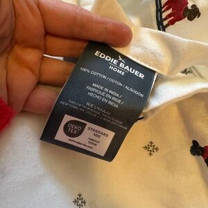 Eddie Bauer Home White Cotton Fabric with Red and Black Accents Brand New